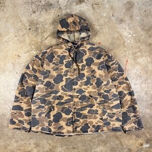 Vintage SNO KING Duck Camo Hunting Jacket Men's Large Brown USA Made 70s 80s